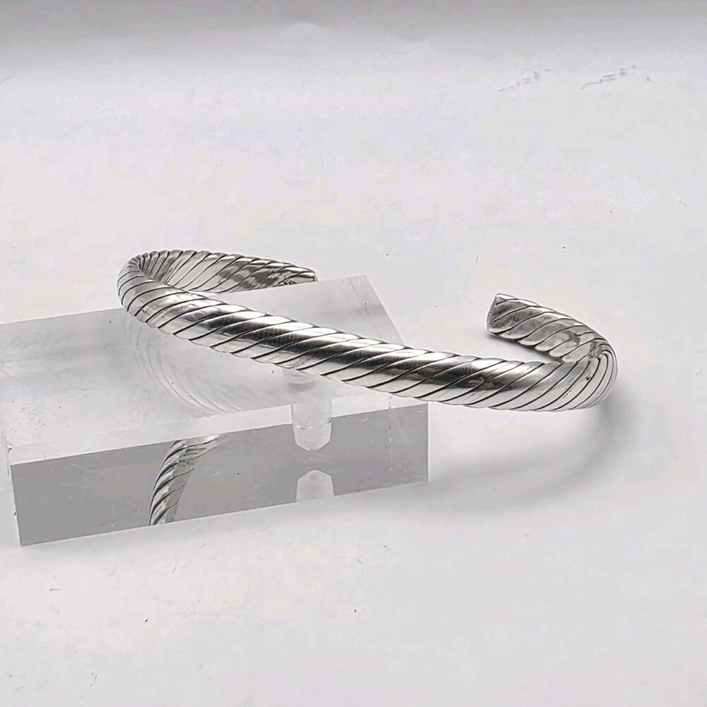 Vintage Handmade Southwestern Sterling Silver Rope Twisted Cuff Bracelet, 19.76g